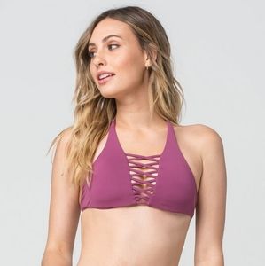 NWT Billabong High Neck Lace Up Bikini Swim Top